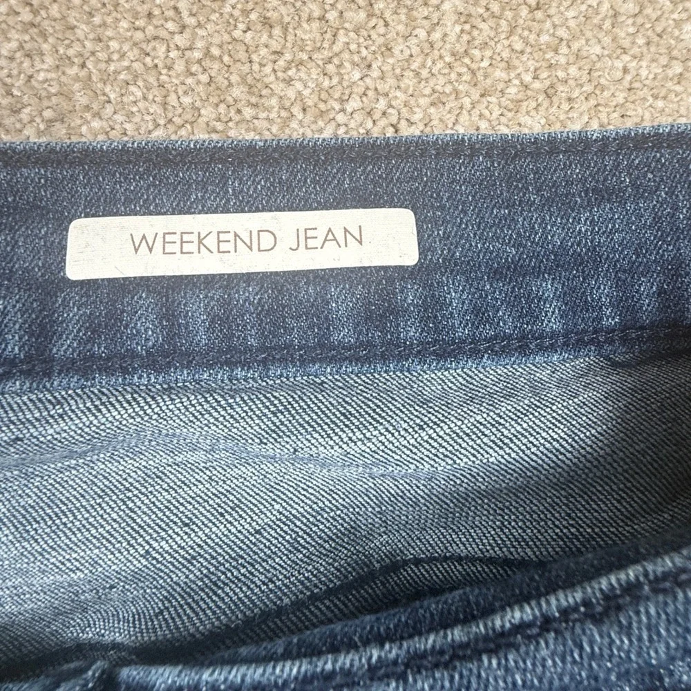 Vintage America Blues Weekend‎ Jean 20W Dark Wash Floral Embroidered Cuff Denim